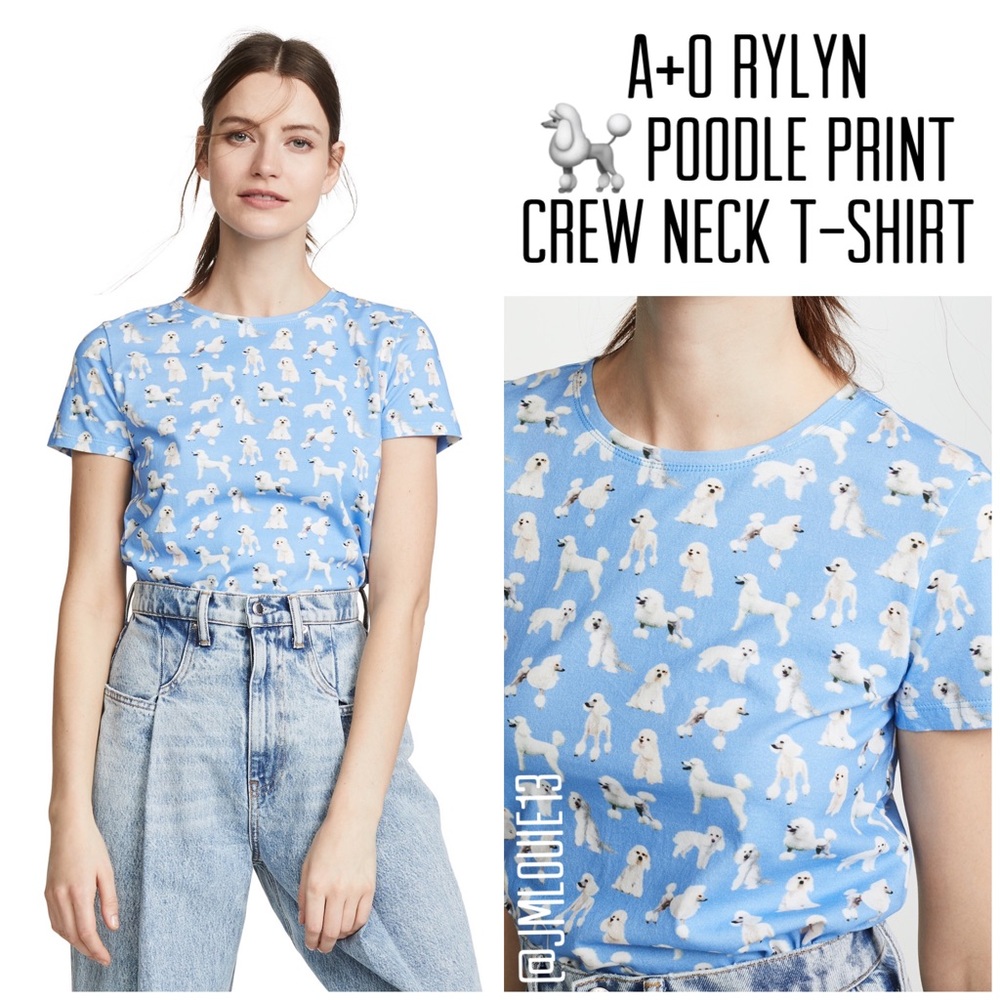 Alice + Olivia Rylyn Poodle Print Crew Neck Tee